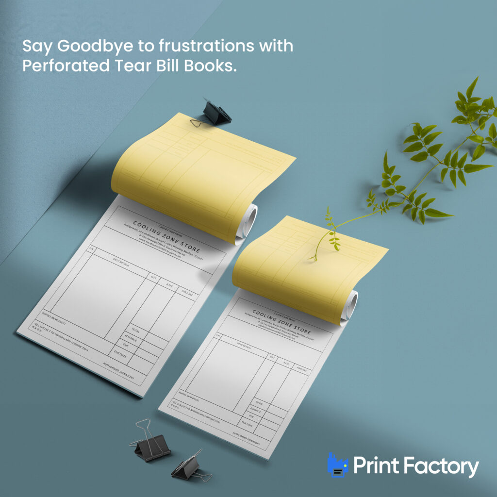 Yellow-white bill book designed for a client by Print Factory